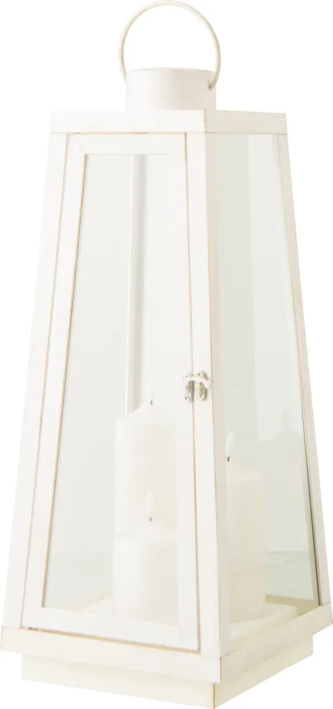 Lanterne Sécurisée J-Line en Verre Blanc : Bougie LED sans Fumée ni Cire