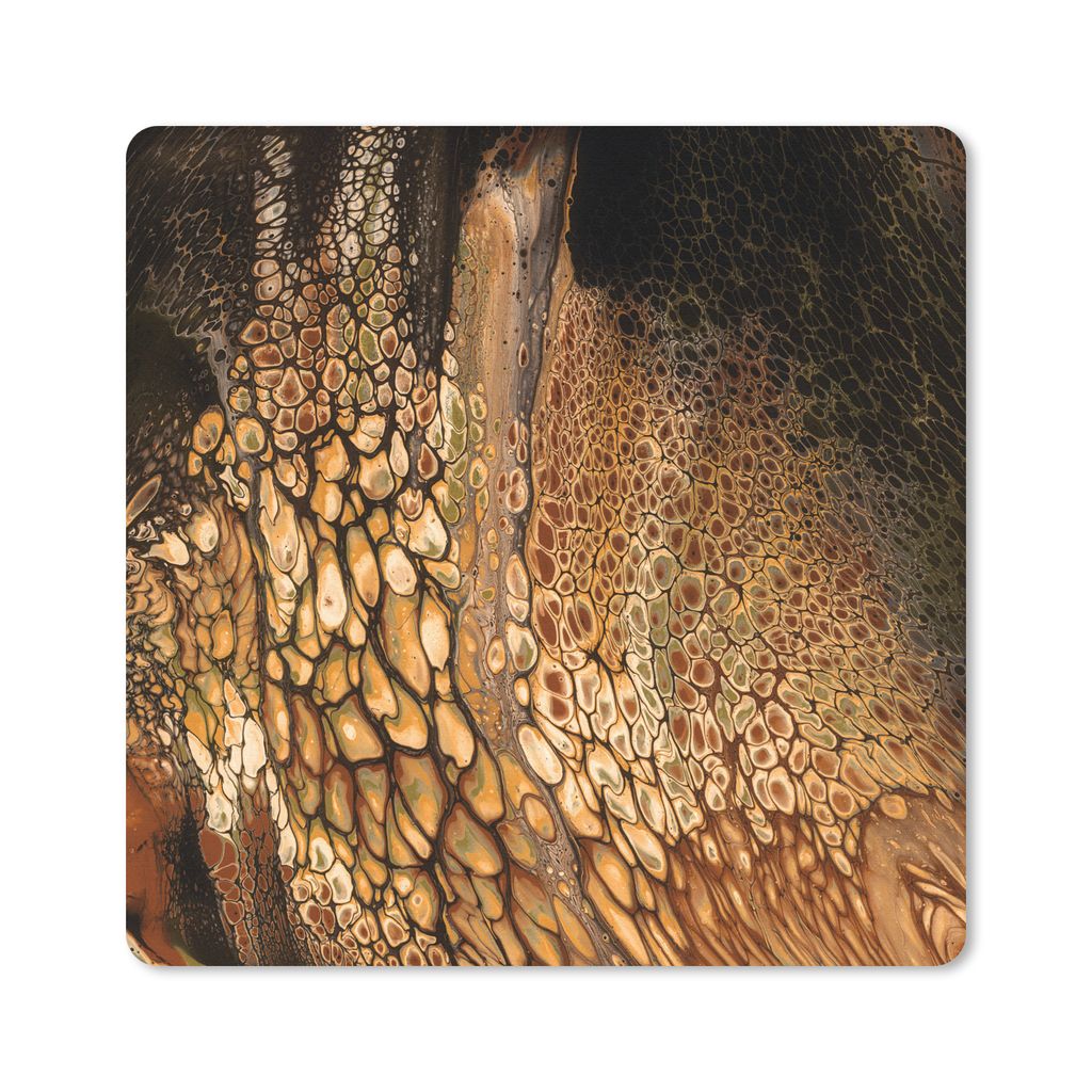 MuchoWow Mauspad Mousepad Acrylfarbe - Gießen - Braun 20x20 cm - Mousepads - Maus Mat - Pad - Mausunterlage - Desk Mat - Bureauartikeln
