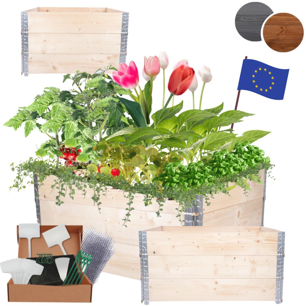 MODO24 Hochbeet Holz, Pflanzrahmen, Kräuterbeet, Gemüsebeet, Massivholz Kiefer, Garten, 60x120x100 cm, Natur Imprägniert, ZP10