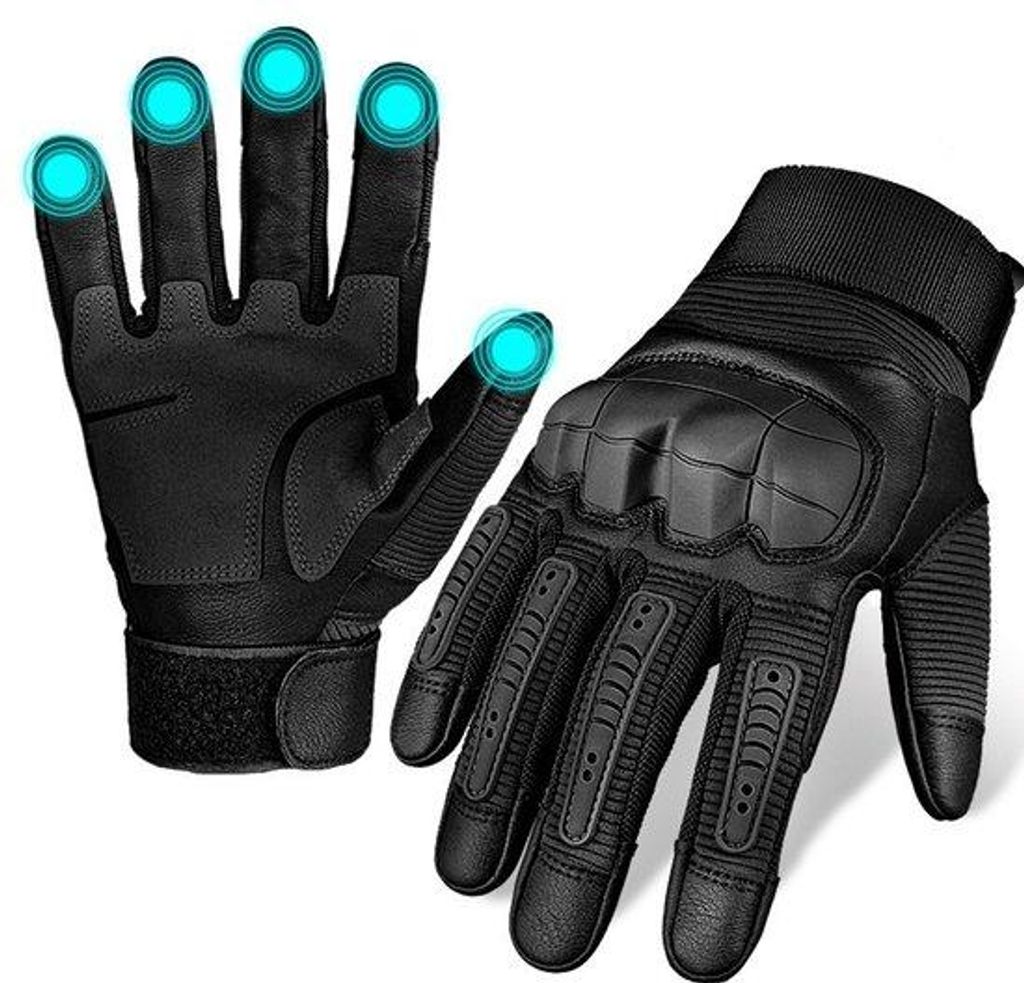 Motorradhandschuhe - Unisex - Hartes Vingergelenk - Touchscreen - Schiethandschuhe - Biker - Außenausrüstung - Schwarz - Paar