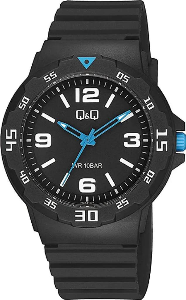 Orologio Q&Q Nero Azzurro Minimal | 10 ATM Silicone Uomo