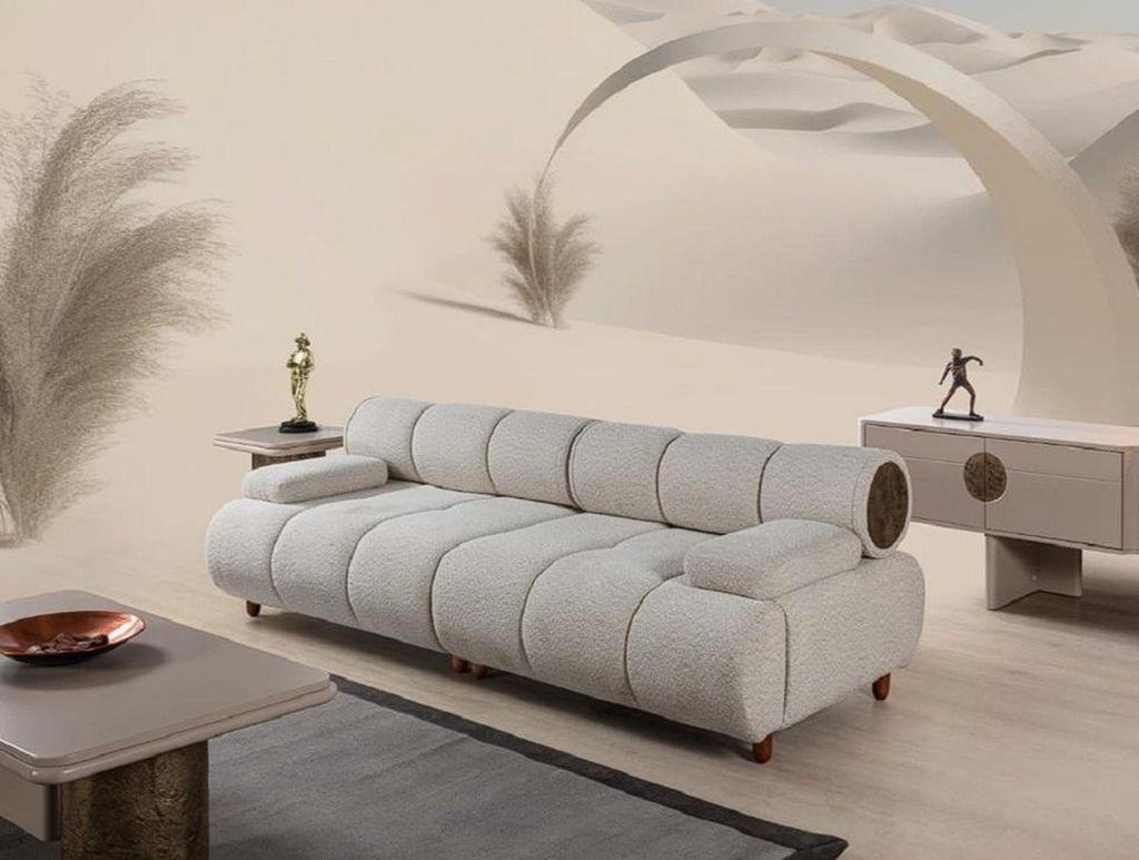 Beiger 3-Sitzer-Sofa Stoff-Polstersofa Hochwertige Möbel für das Wohnzimmer