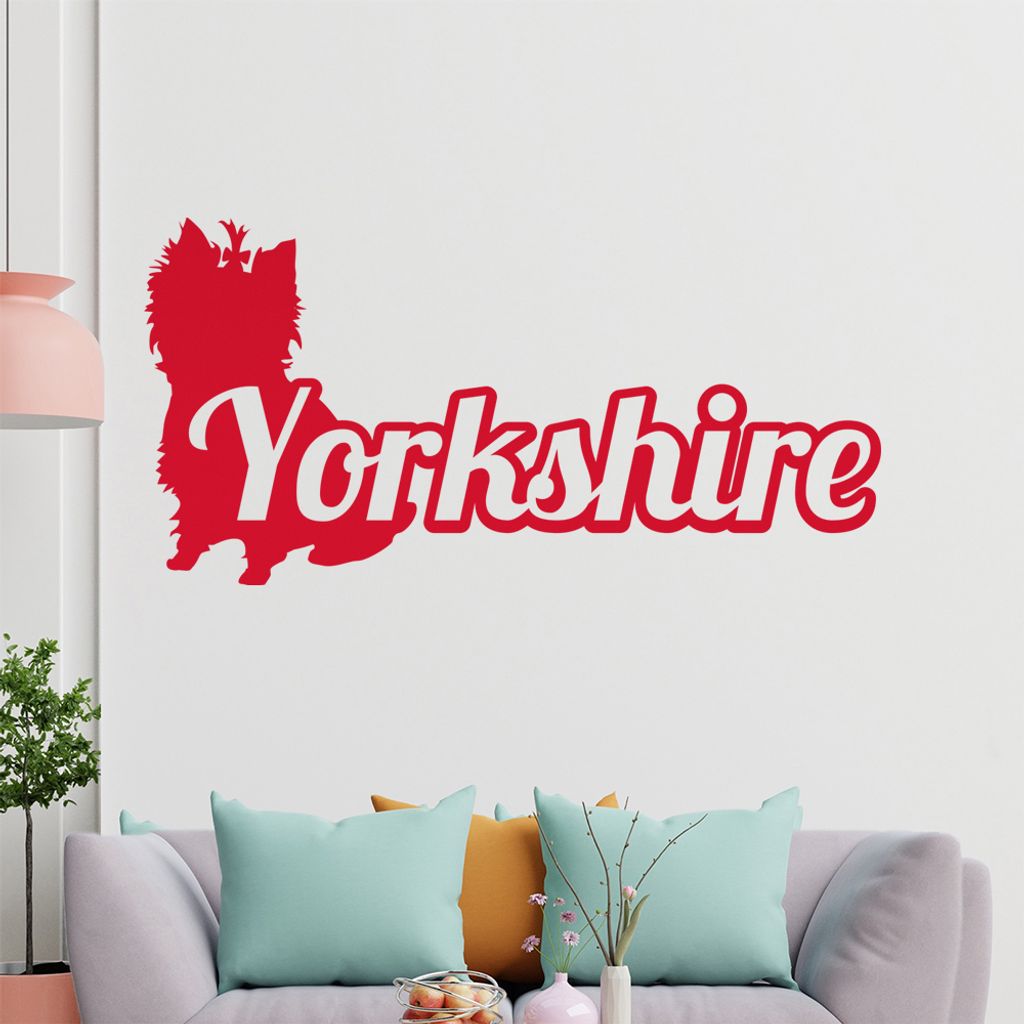 KIWISTAR Yorkshire mit Name Schrift Silhouette Wandtattoo in 6 Größen - Wandaufkleber Wall Sticker - Dekoration, Küche, Wohnzimmer, Schlafzimmer...