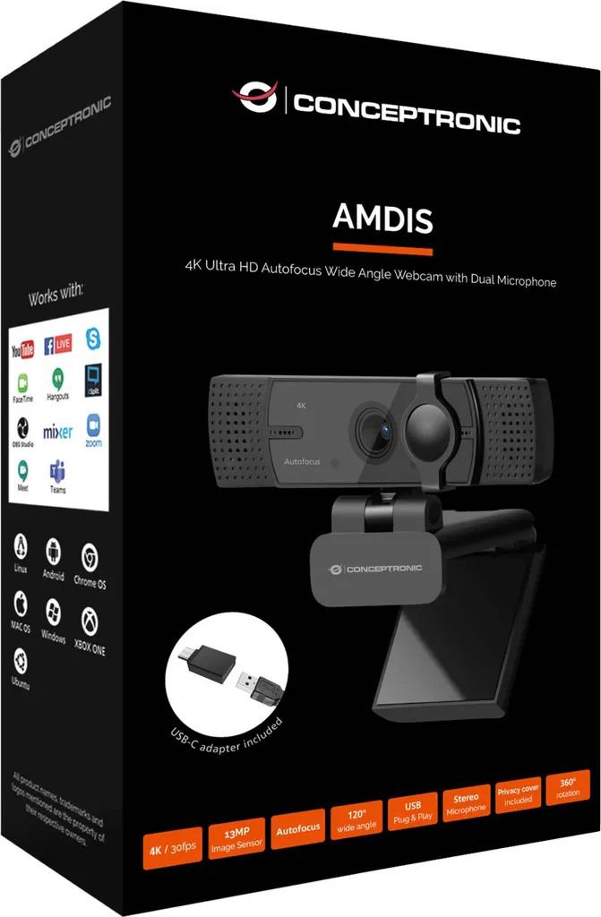 Webcam de Conférence 4K pour Télétravail avec Micro et Vision 120° - 5