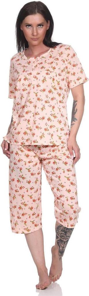 Damen Pyjama 2 teiliger Schlafanzug Hausanzug 3/4 Sommer; Aprikose/L/40