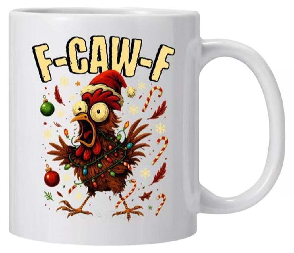 Kaffeebecher mit Hahn-Motiv, Keramik, 330 ml, lustiges Hahn-Motiv für Damen und Herren, ideal für heißen und kalten Tee, Wasser, Saft, Büro ode...