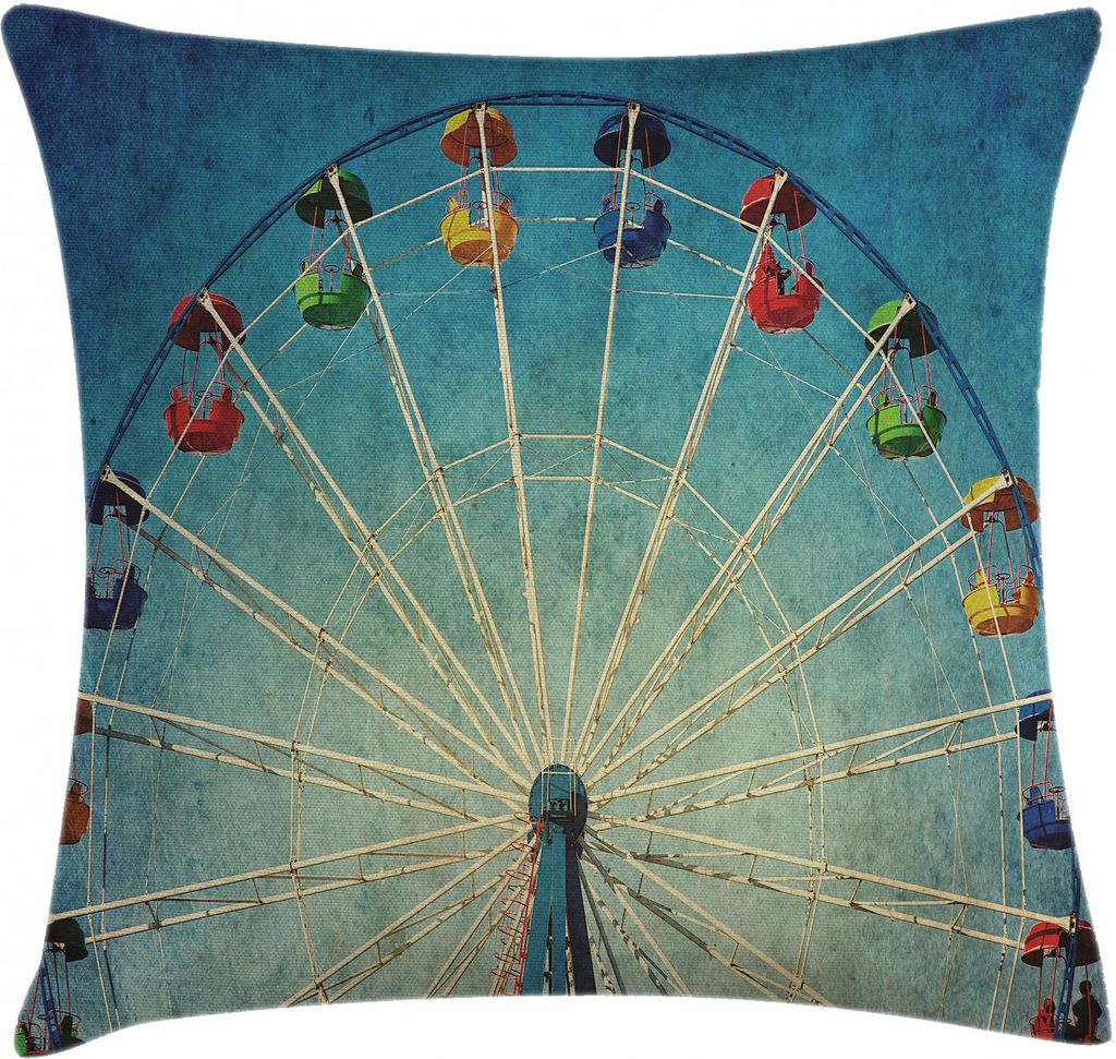 ABAKUHAUS Jahrgang Kissenbezug, Riesenrad Spaß-Retro, Beidseitiges Digitaldruck mit Reißverschluß Farbfest Pflegeleicht und Waschbar, 45 x 45 cm...