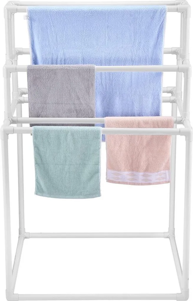 Porte-serviettes extérieur 8 barres PVC blanc pour piscine et spa