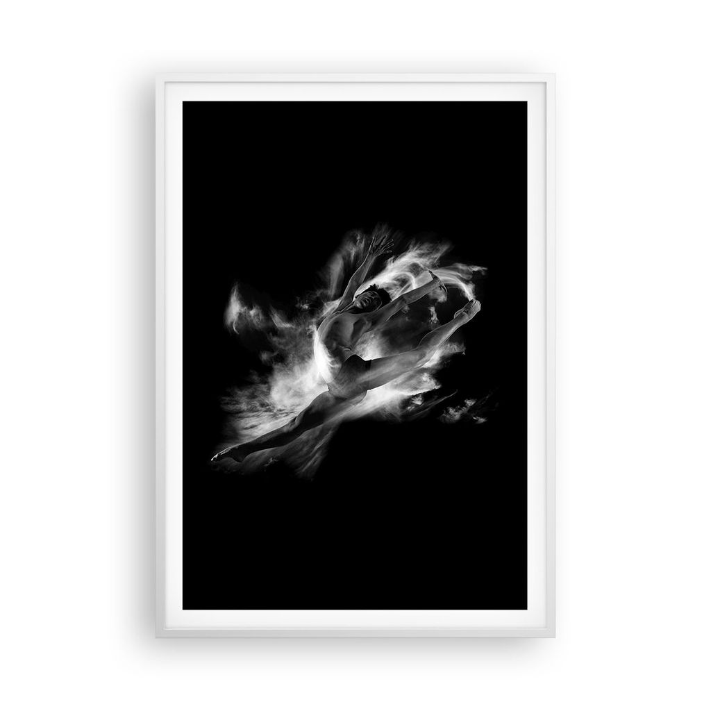 Gerahmtes Poster - Weißer Rahmen - Tanz Mann spring - 70x100 cm - Wand Bild - Wanddeko - Wandbilder - Kunstposter - Wandposter - Bilderrahmen - Bi...