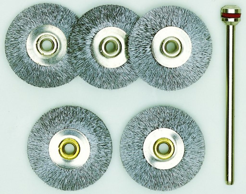 Proxxon Stahldrahtbürste, 5 Stück (Durchmesser 22mm, +Träger) 28952