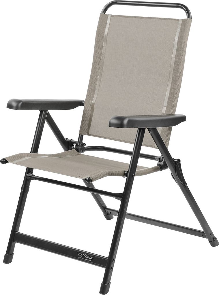 Via Mondo Campingstuhl "Basso Crema" 7 fach verstellbar breite Armlehen kompaktes Packmaß
