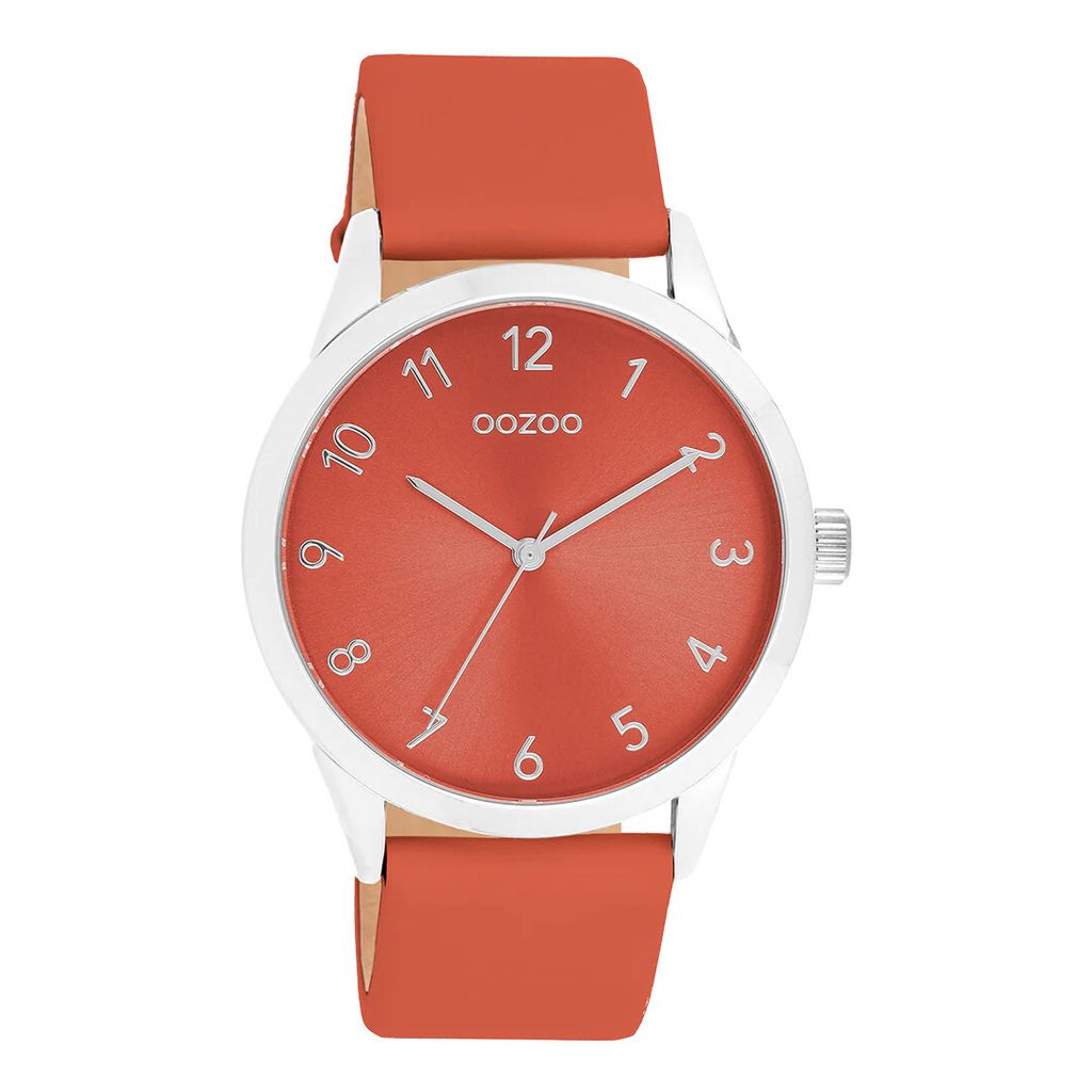 Oozoo Armbanduhr orange Leder Timepieces Damen Analog-Quarzuhr UOC11326