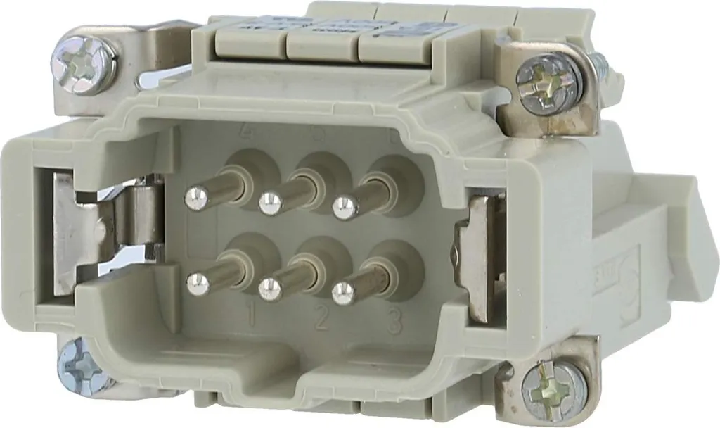 HARTING Han 6E Inserto Maschio 6 Poli+PE 500V 16A | Connessione a Vite