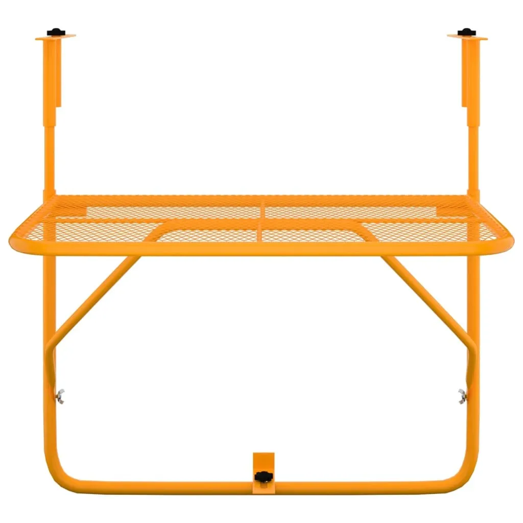 Table de Balcon Gain de Place 60x40 cm Jaune Pliante pour Rambarde