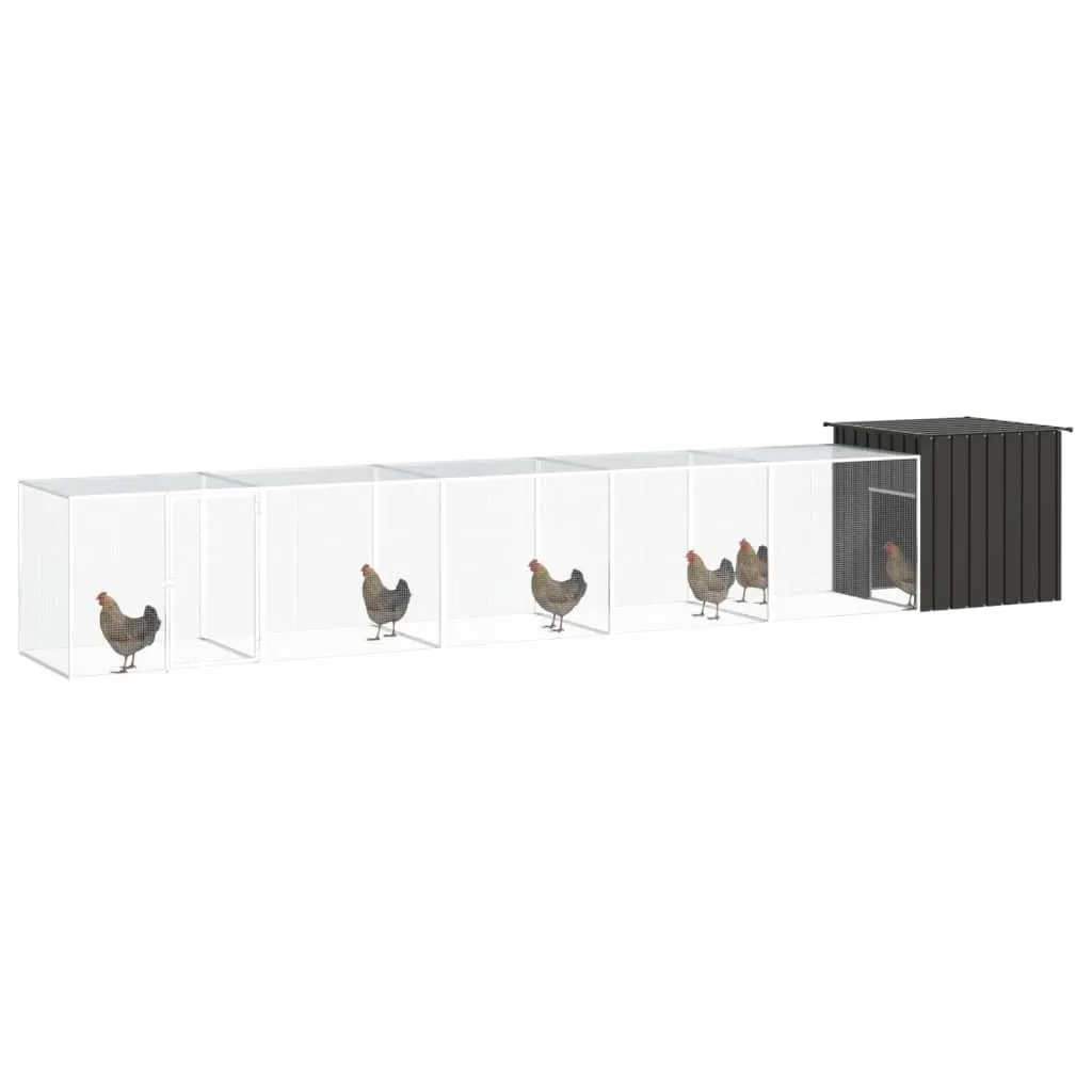 vidaXL Cage à poules anthracite 600x91x100 cm en acier galvanisé