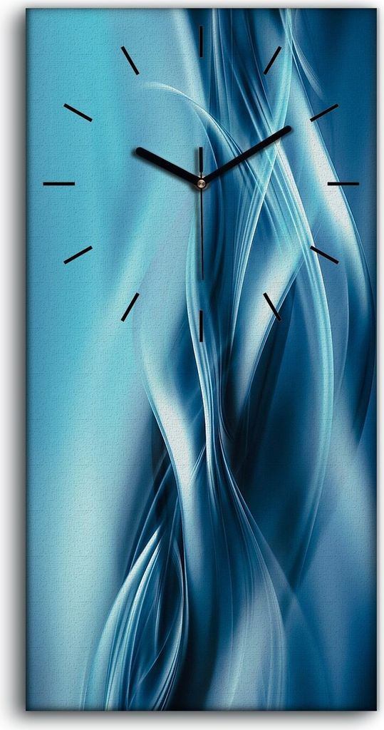 Küchenuhr Bürouhr Leinwand Uhr Geräuschlos 30x60 Wellen der abstrakten Kunst - schwarze Hände