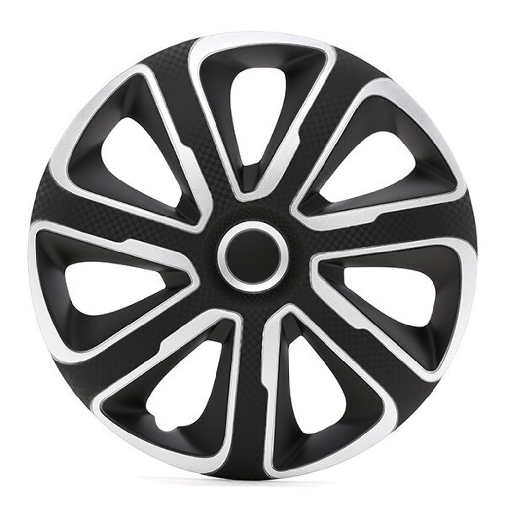 4x 14" Zoll Radkappen Carbon Schwarz Silber Radzierblenden Radblenden 14 LIVORNO CARBON S&B ARGO