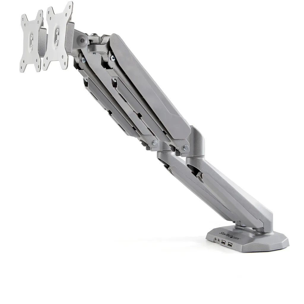 Bras de Moniteur Double Articulé Argent pour Écrans 32 Pouces VESA