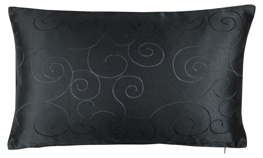 Kissenbezug 30x50 cm schwarz Damast Circle Deko Kissenhülle mit Reißverschluss