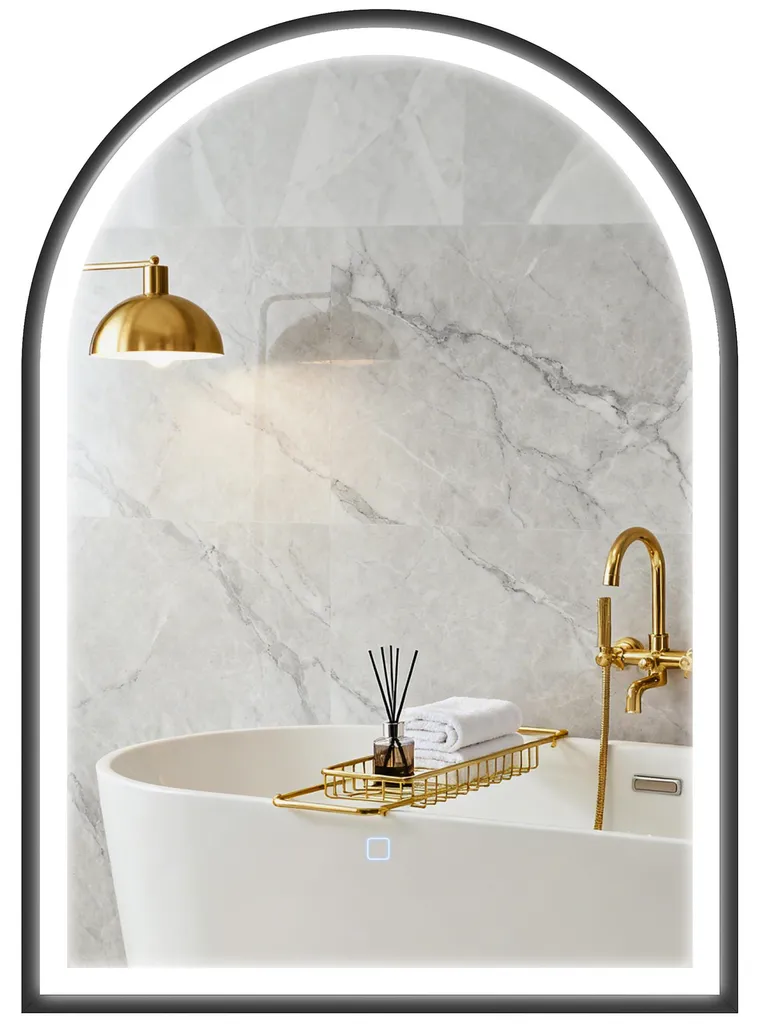 Miroir LED de salle de bain réglable 50x70 cm avec mémoire et cadre noir