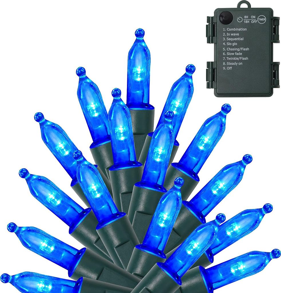 5m LED Lichterkette 8 Lichtmodi Batteriebetrieben Wasserdicht Lichterketten mit Timer für Innen Weihnachten Halloween Party Deko, Blau