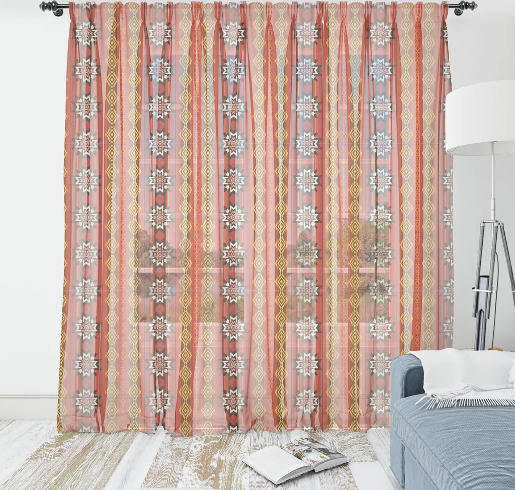 ABAKUHAUS Arazzo arancione, Motivo etnico indigeno culturale, bordi tradizionali, tessuto da parete in raso setoso per soggiorno e camera da letto, 180 cm x 274 cm, arancione, giallo e bianco