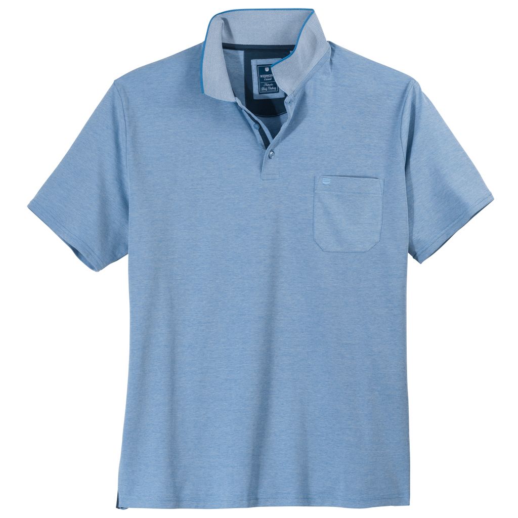 Redmond Wash & Wear XXL Poloshirt blau melange