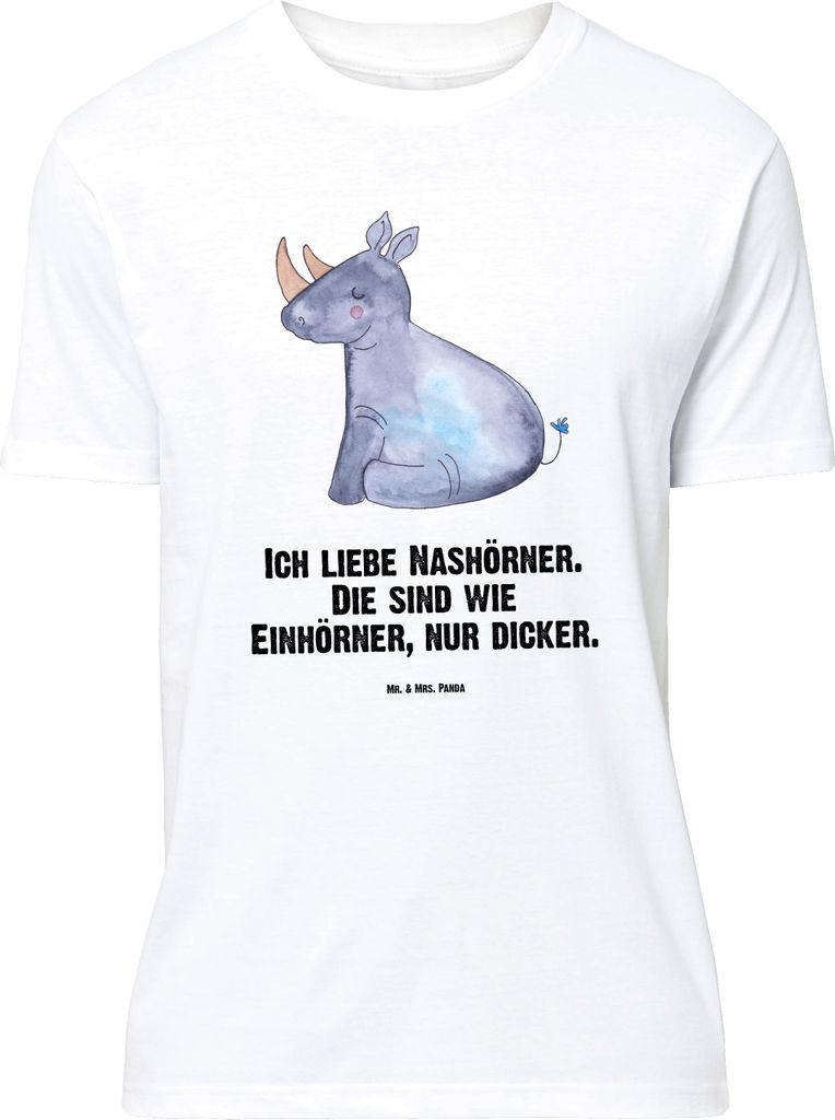 Mr. & Mrs. Panda Größe L T-Shirt Einhorn Nashorn - Weiß - Geschenk, Tshirt, Glitzer, Unicorn, mit Spruch, Shirt, Nashörner, Lustig, Zoo, Regenb...