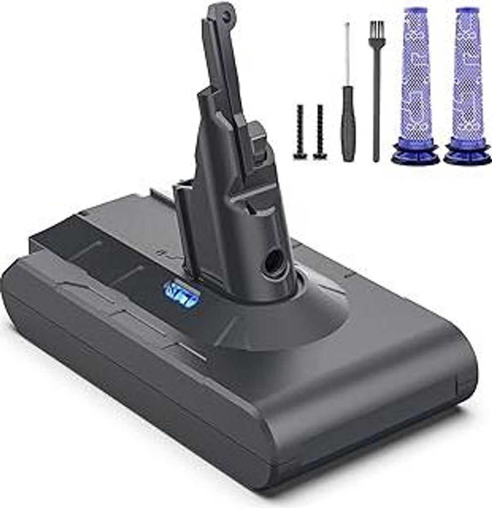 Keenstone V8 Akku 8000mAh, Ersatzakku Für Dyson SV10 V8 Absolute Animal Motorhead Fluffy Slim Fluffy Total Clean Extra mit 2 Filtern