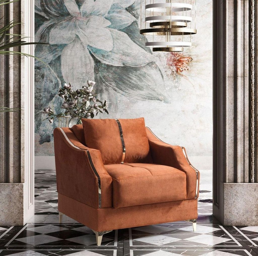 Design Sessel Relax Textil mit Edelstahl Lounge Club JVmoebel