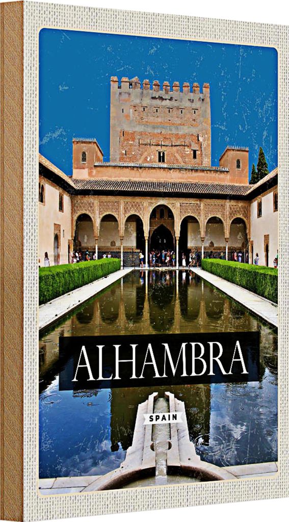 Holzschild Reise 20x30cm Retro Alhambra Spain Spanien