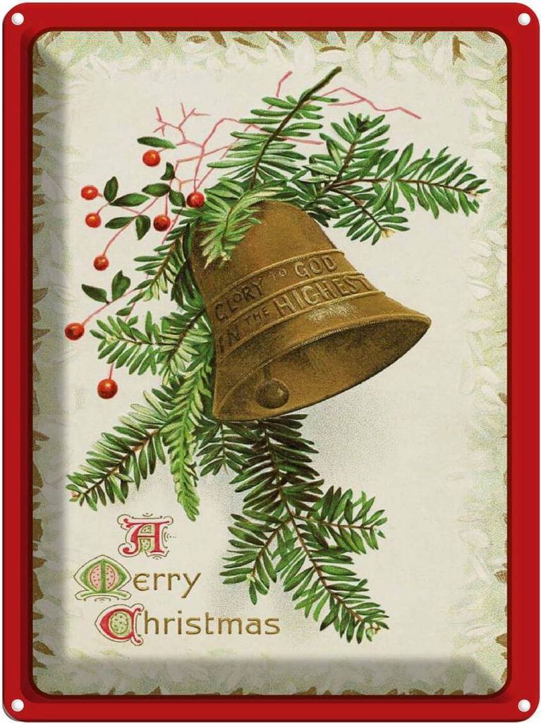 vianmo Blechschild 40x30 cm Christmas Glocke Winter