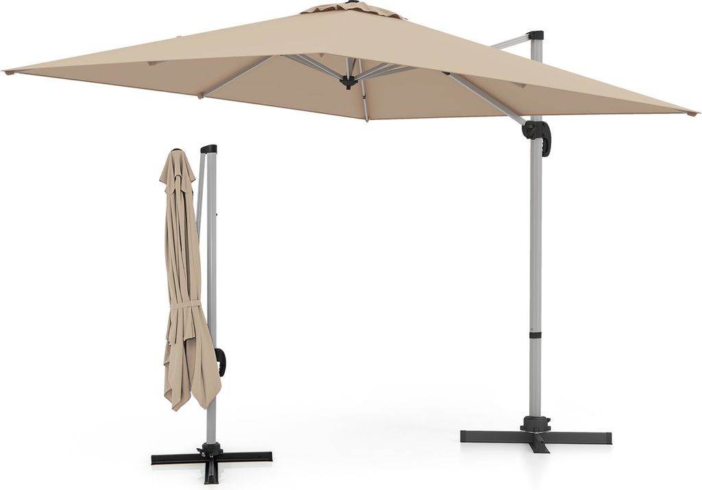 KOMFOTTEU Ampelschirm rechteckig, Sonnenschirm mit 360° drehbar, 3 x 3 m Gartenschirm mit Kreuzbasis, Terrassenschirm ohne Schirmständer für out...