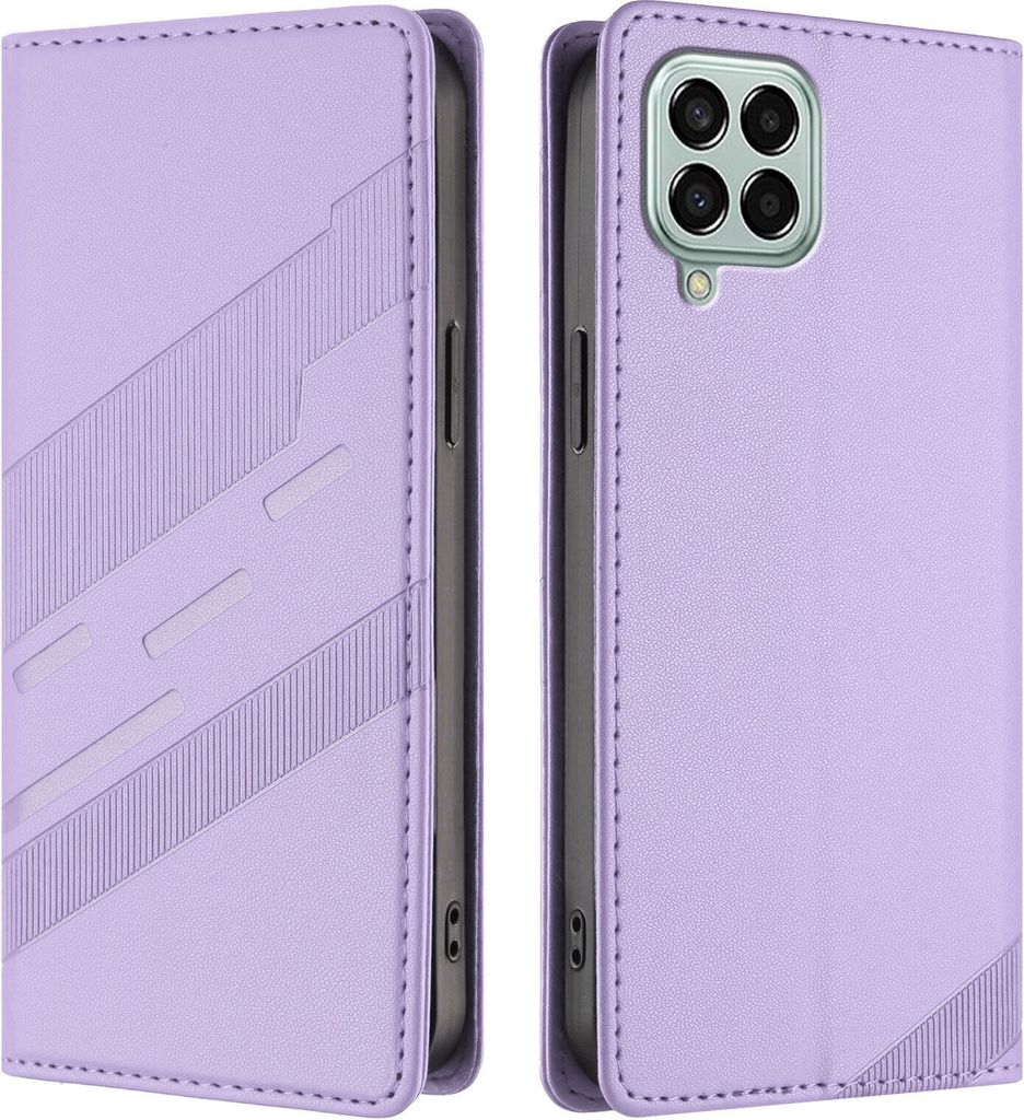 Hülle für Samsung Galaxy M33 5G, Kunstleder Brieftaschen Handyhülle mit Kartenfach und Standfunktion Violett