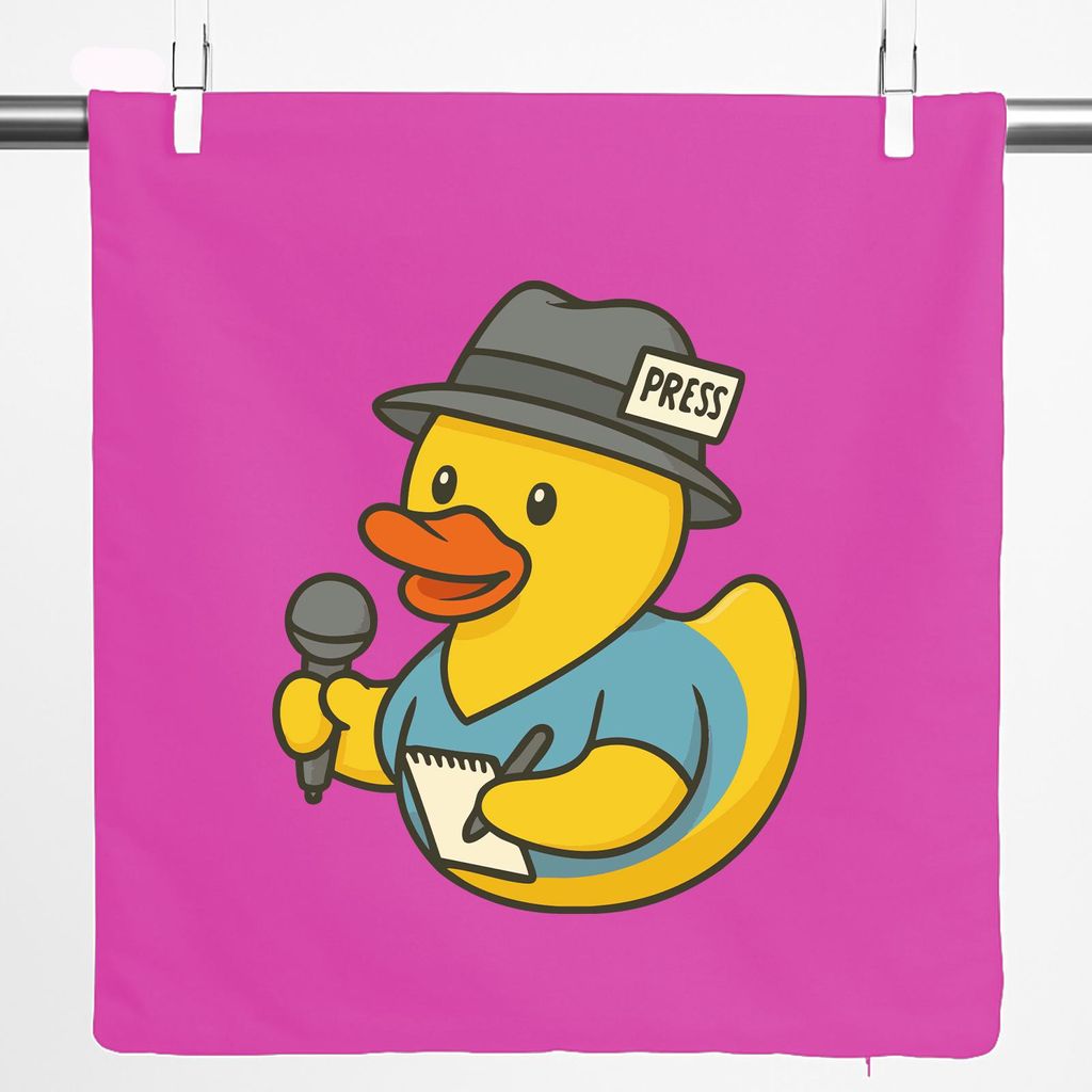 Huuraa Kissenbezug Quietscheente Journalismus Comic Gummiente 40x40cm Fuchsia Baumwolle Dekokissenbezug Geschenkidee