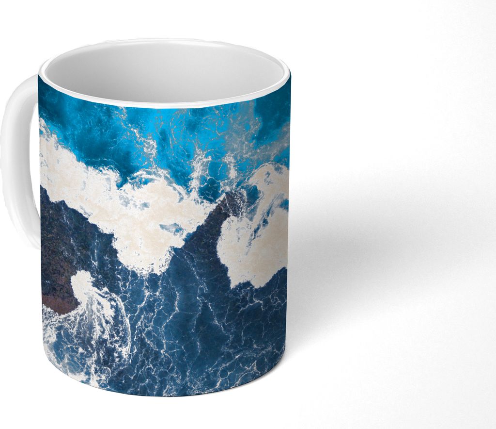 MuchoWow Tasse Kaffeetasse Kaffeebecher 350 ml Meer - Golf - Blau Teetasse - Fototasse - Becher - Keramikbecher - Teebecher - Kaffeetasse - Büro...