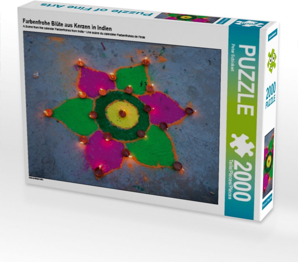 CALVENDO Puzzle Farbenfrohe Blüte aus Kerzen in Indien | 2000 Teile Lege-Größe 90x67cm Foto-Puzzle für glückliche Stunden