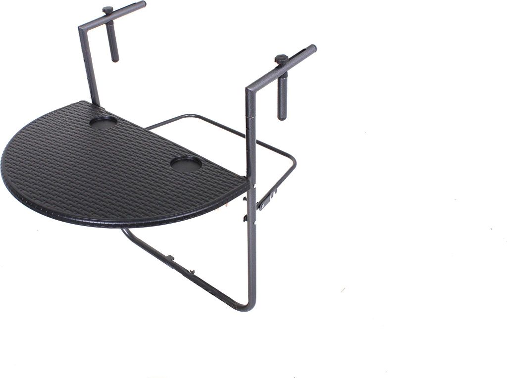 Balkontisch ANNA Rattan-Optik - Kunststoff, Schwarz, 60x64x73cm | Gartentisch Balkon-Tisch Kleiner Tisch Terrassentisch Verandatisch