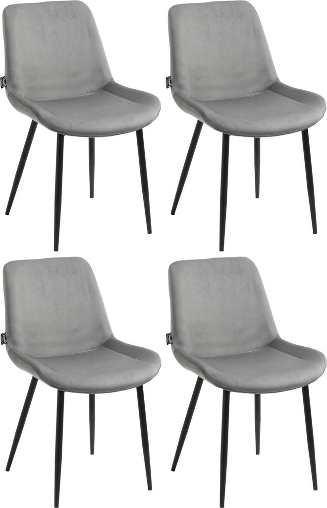DELUKE 4er Set Esszimmerstühle WIKIL Samt - 80x51x60cm, grau, Samt | Metall matt schwarz Gestell | Stühle Esszimmerstühle Stuhl Esszimmer Esst...
