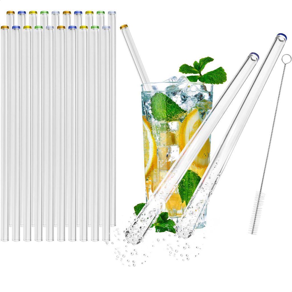 com-four® 20x Glasstrohalme spülmaschinenfest und Produktbild 