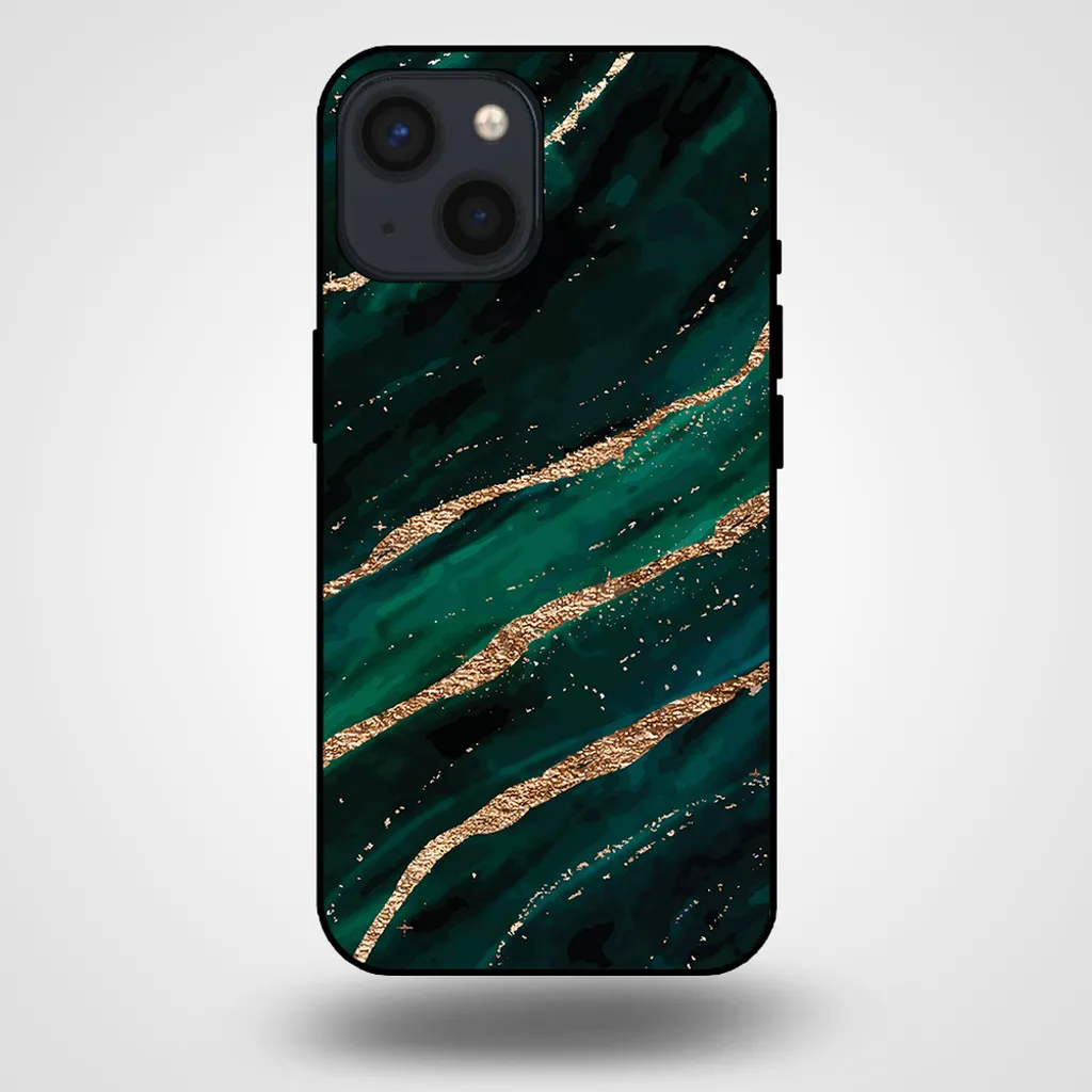 Custodia Artistica Marmo Verde Oro iPhone 13 Mini | Design Smartphonica