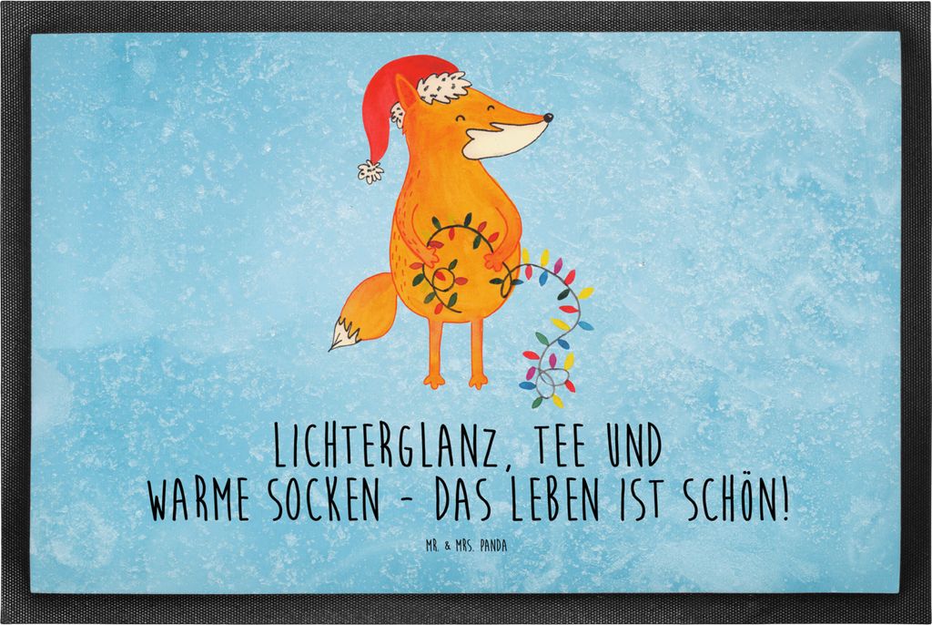 Mr. & Mrs. Panda Fussmatte Fuchs Weihnachten 50 x 75 cm - Eisblau - Geschenk, Schmutzmatte, Türmatte, Fußabstreifer, Weihnachtszeit, fußmatte, H...
