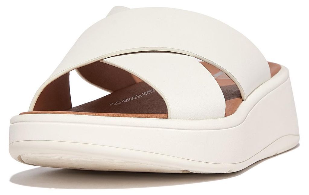 FITFLOP F-Mode Leather Flatform Cross Slides WIT 40 Productafbeelding 