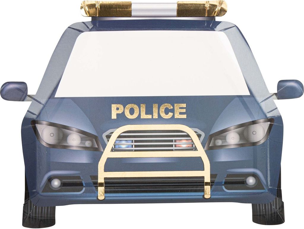 Polizei Pappteller 8 Stück 24 x 18 cm - Einheitsgröße