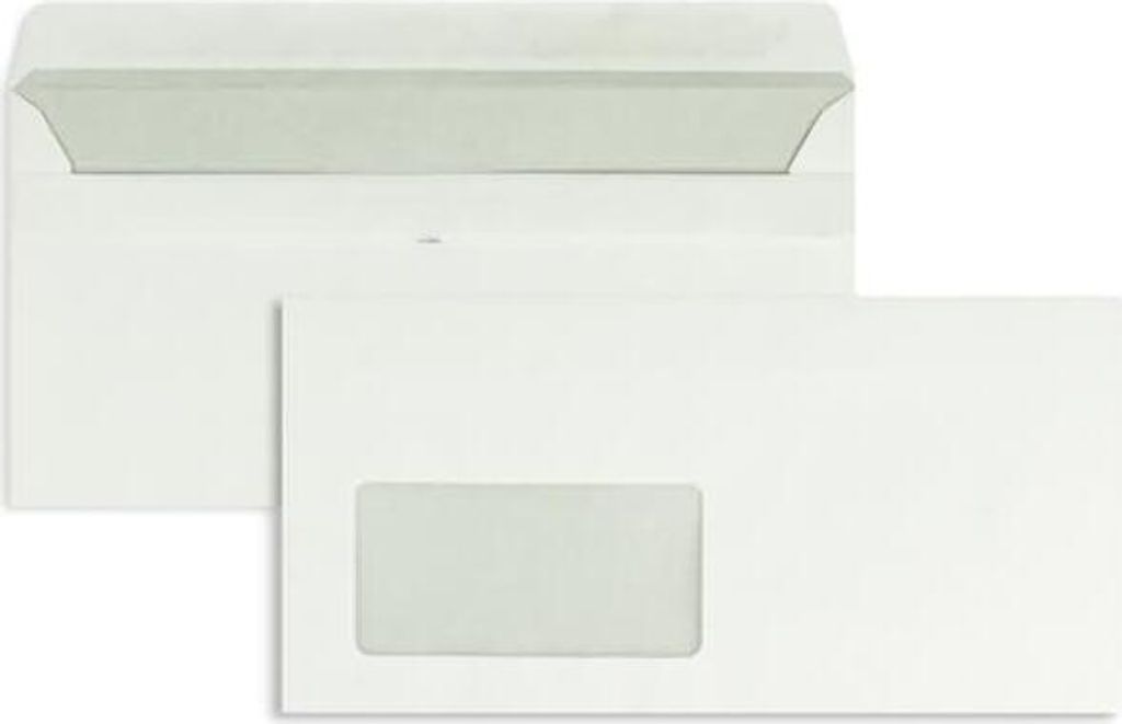 Briefumschläge DINlang 75g/qm selbstklebend Pergamin-Fenster VE=1000 Stück weiß