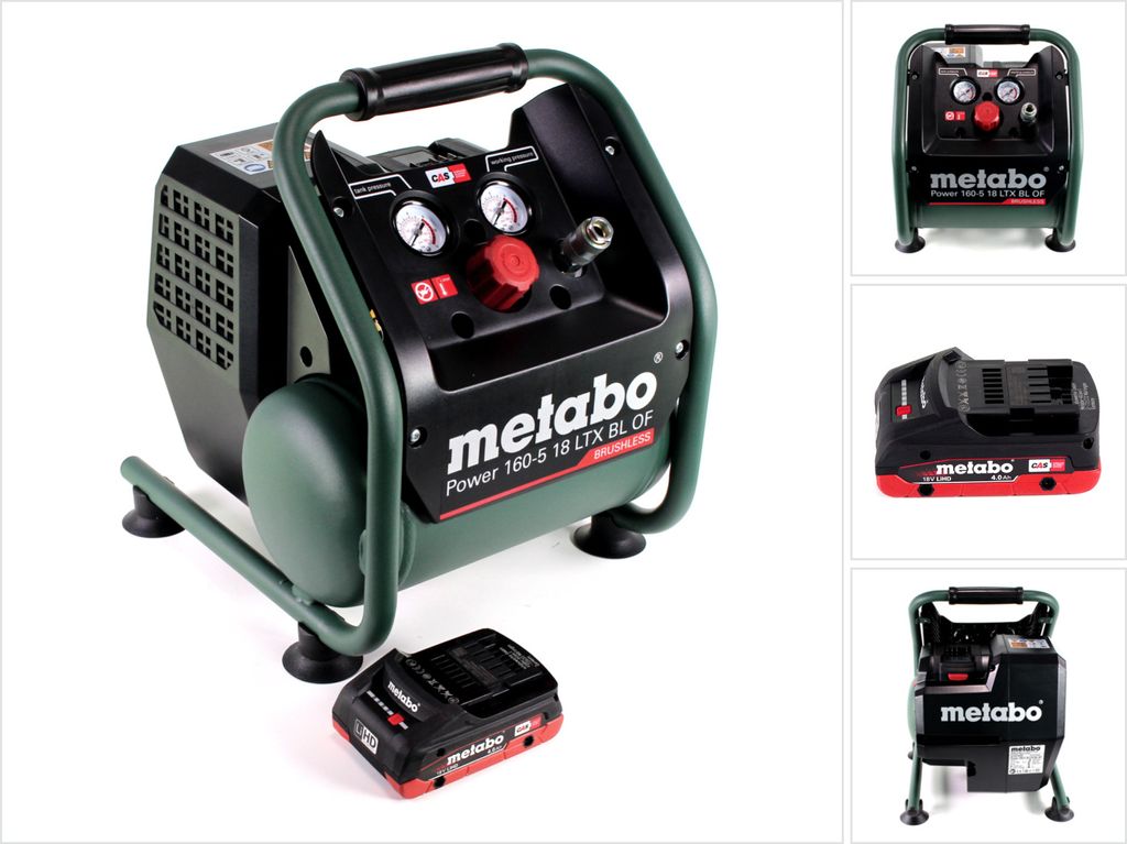Metabo Power 160-5 18 LTX BL OF Akku Kompressor 18 V 8,0 bar Brushless + 1x LiHD Akkupack 4,0 Ah - ohne Ladegerät
