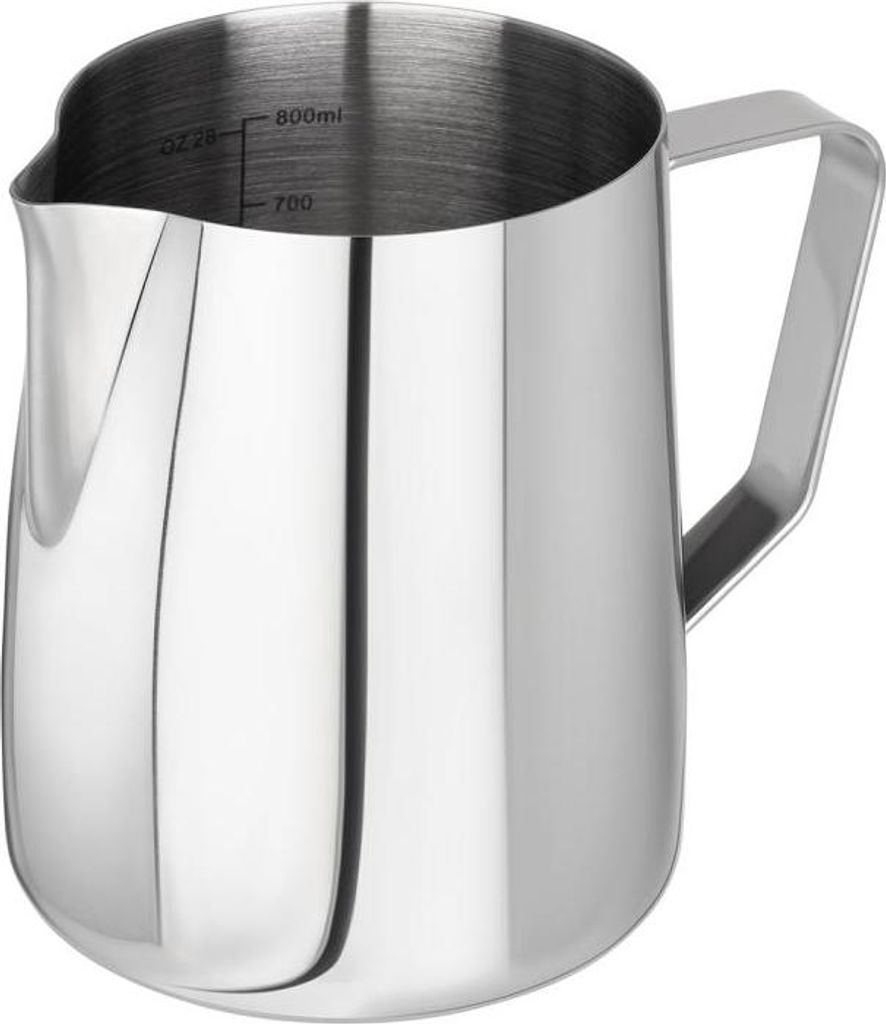 APS 10330 Milch-/Universalkanne, Ø 10,5 cm, Höhe 13 cm, 0,8 Liter, Edelstahl, außen hochglanzpoliert, Maßskalierung innen