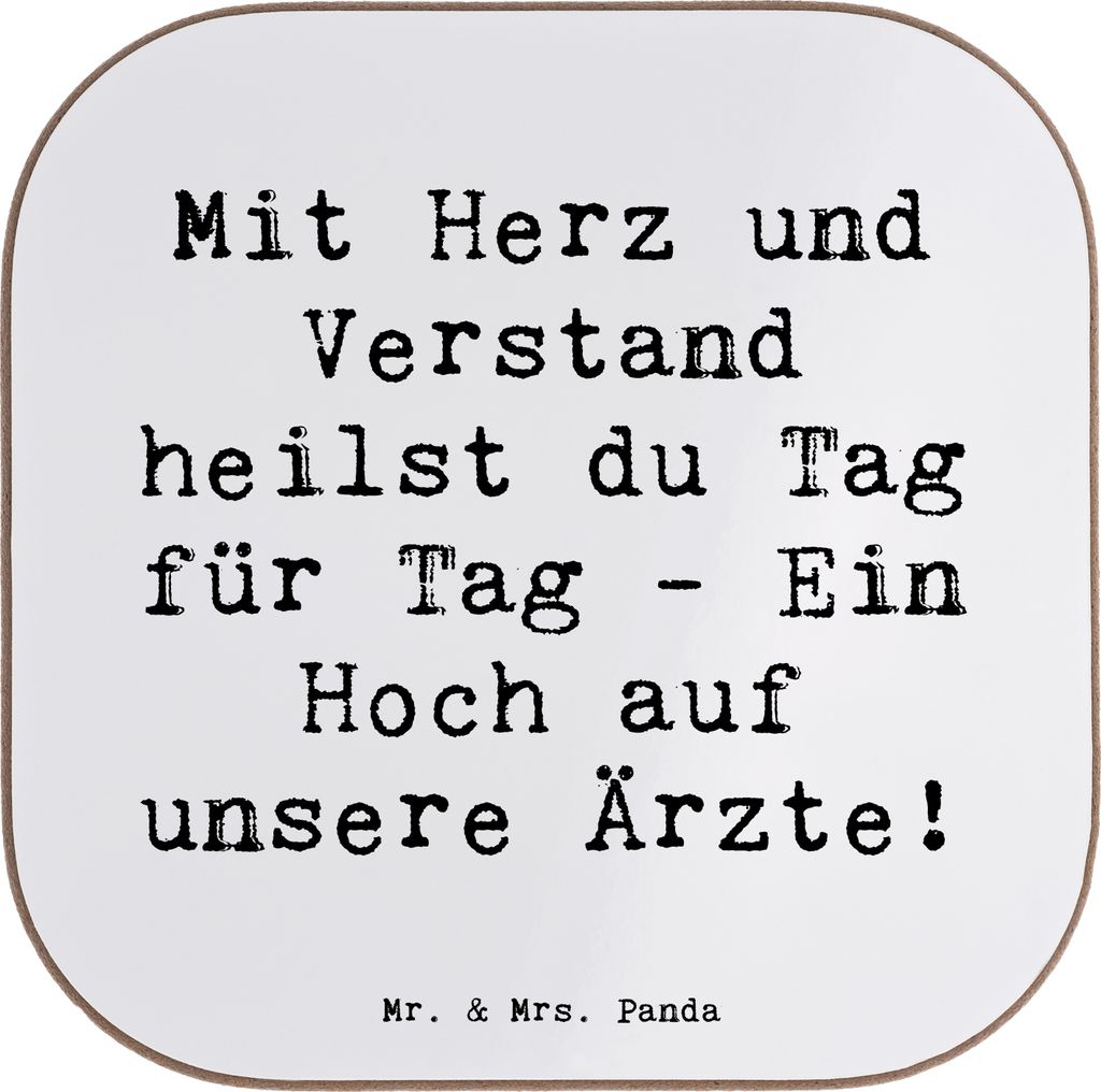 Mr. & Mrs. Panda Tassen Untersetzer Spruch Arzt Herz Verstand - Weiß - Geschenk, Gläser, Wissen, Dankeschön, Anerkennung, Fürsorge, Coaster, Be...