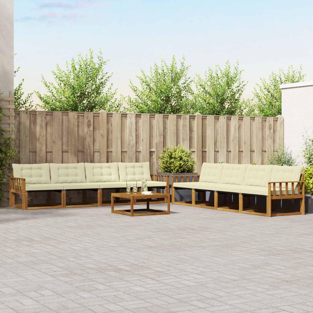 "Neues Produkt" Outdoor-Sofagarnitur ANTI-UV - CLORIS - mit Kissen - 9 pcs - Natur und Creme - Modern Gartensofas V714