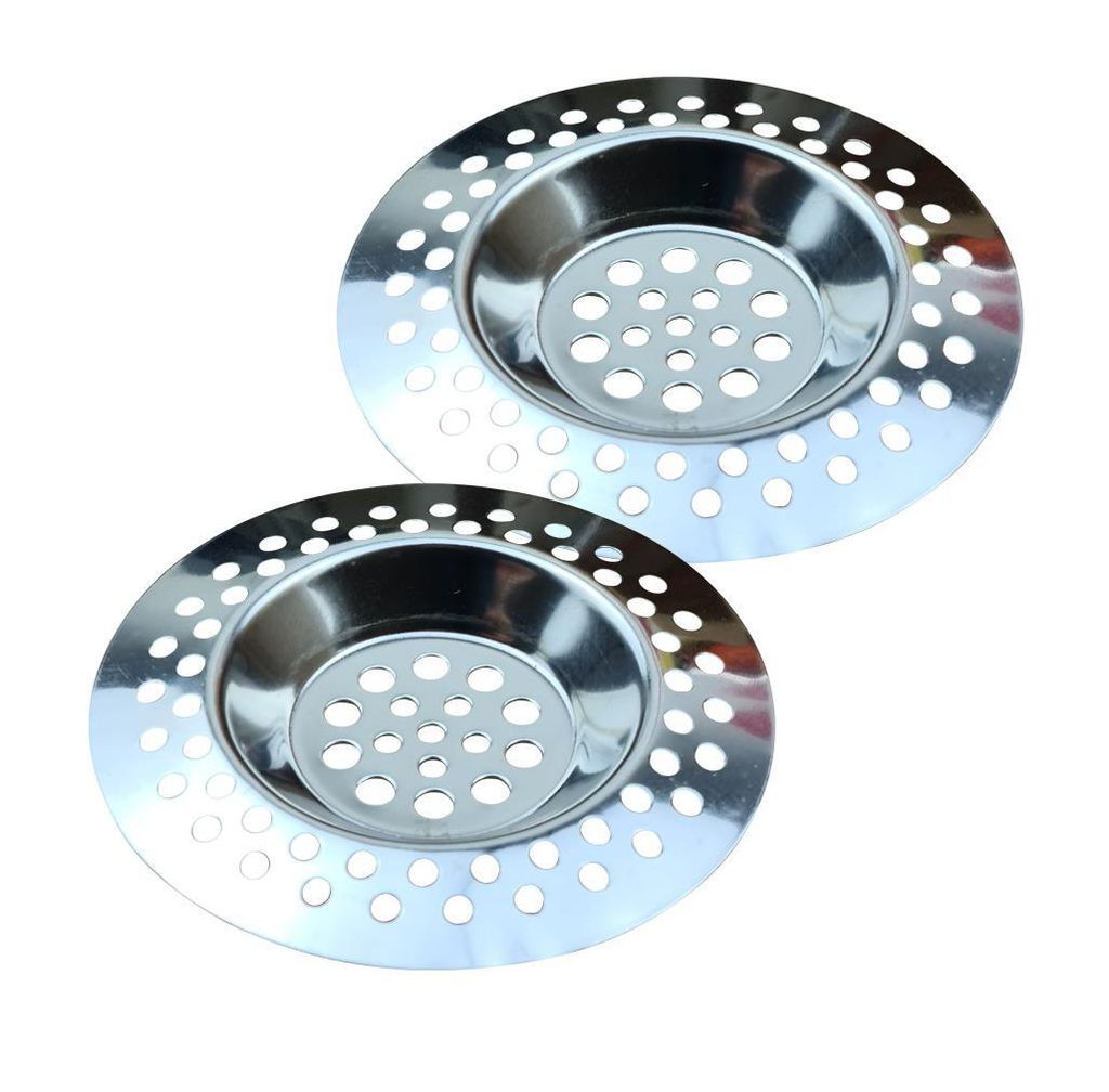 Lot de 2 grilles d'évacuation chromées de 7 cm sur carte Image du produit 